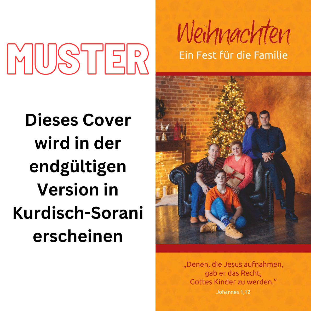 Evangelistische Faltkarten: Weihnachten - Ein Fest für die Familie, Kurdisch Sorani-Deutsch - 5er Pack