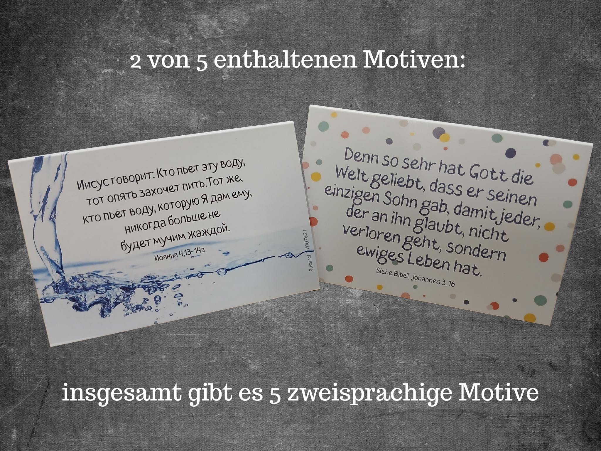Bibelverskärtchen zum Aufstellen - 10er Pack, Russisch-Deutsch
