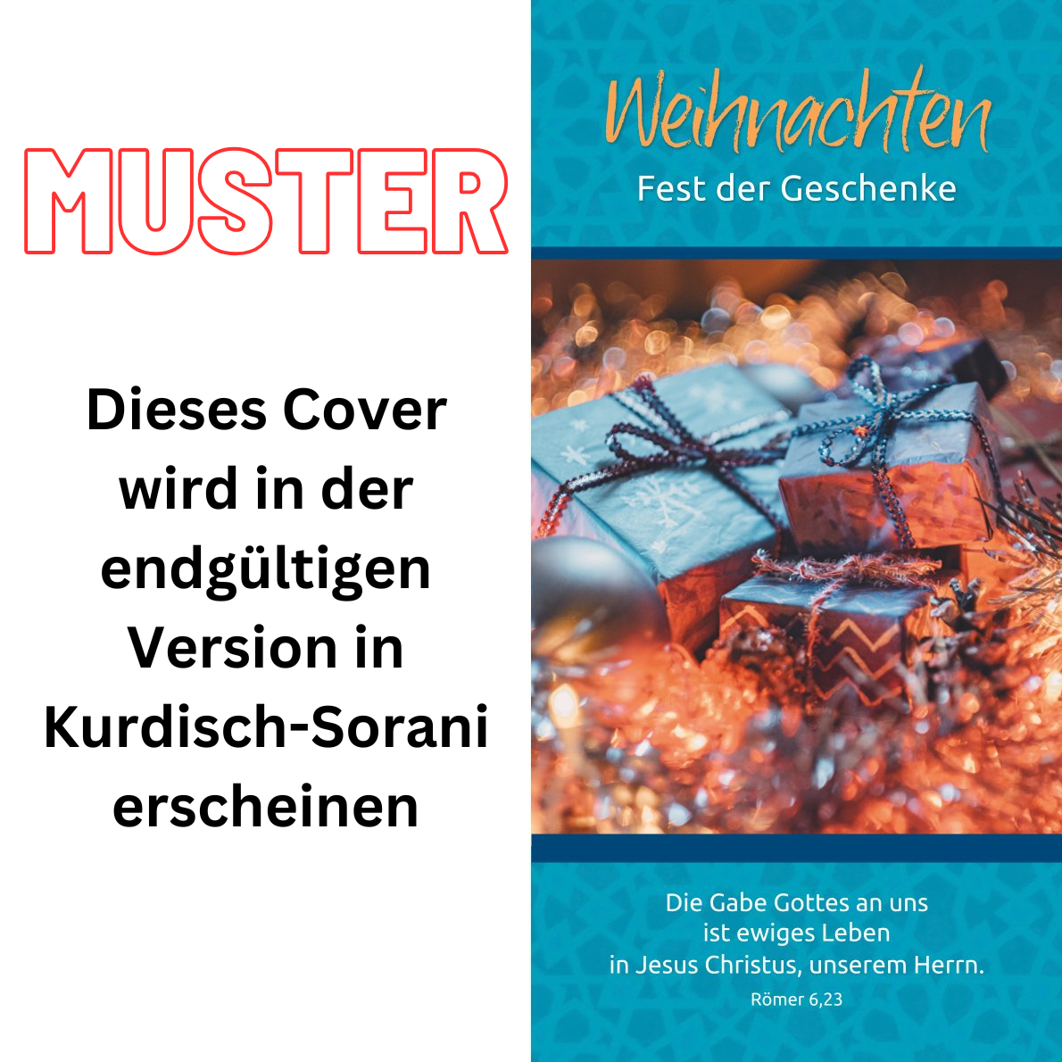 Evangelistische Faltkarten: Weihnachten - Fest der Geschenke, Kurdisch Sorani-Deutsch - 5er Pack