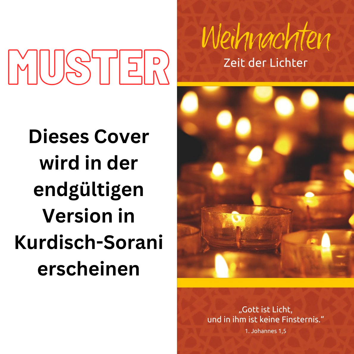 Evangelistische Faltkarten: Weihnachten - Zeit der Lichter, Kurdisch Sorani-Deutsch - 5er Pack