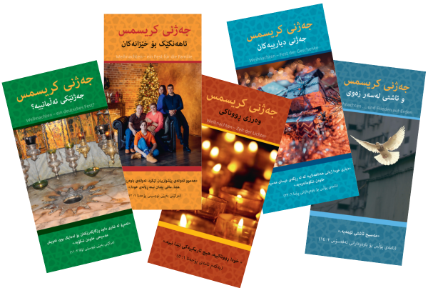 Evangelistische Faltkarten zu Weihnachten, Kurdisch Sorani-Deutsch - 10er Pack