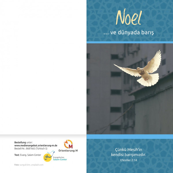 Evangelistische Faltkarten: Weihnachten - und Frieden auf Erden, Türkisch-Deutsch - 5er Pack