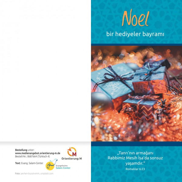 Evangelistische Faltkarten: Weihnachten - Fest der Geschenke, Türkisch-Deutsch - 5er Pack